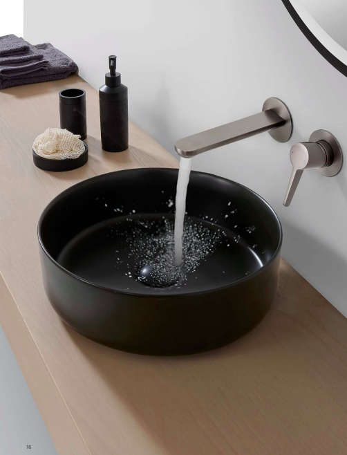 121647GM Monomando lavabo empotrado serie BARI gris metal claus y bath