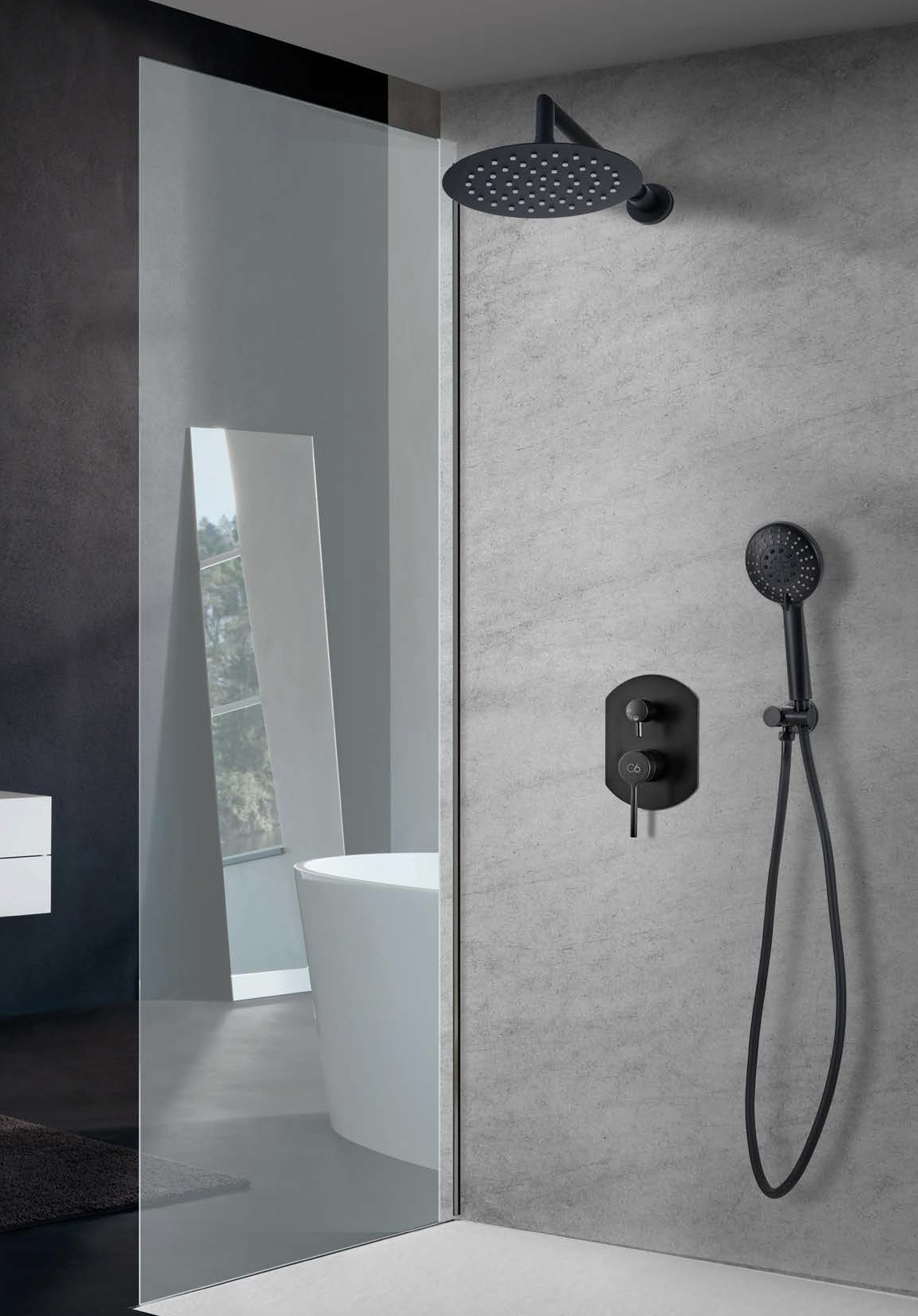 121650NG Conjunto monomando empotrado Serie TURIN negro claus y bath