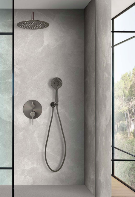 121650gm Conjunto Monomando Serie BARI Gris metal claus y bath