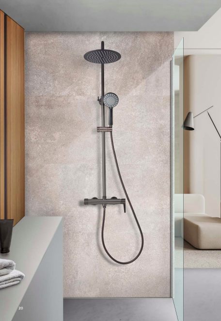 122018GM Conjunto monomando cartucho 35mm Serie BARI gris metal claus y bath